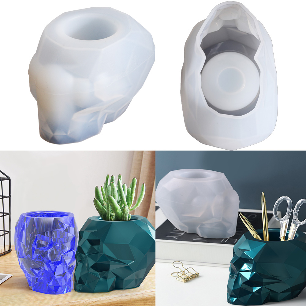 Resin Craft Ideas - Skull Shape Mold Pen Holder Silicone