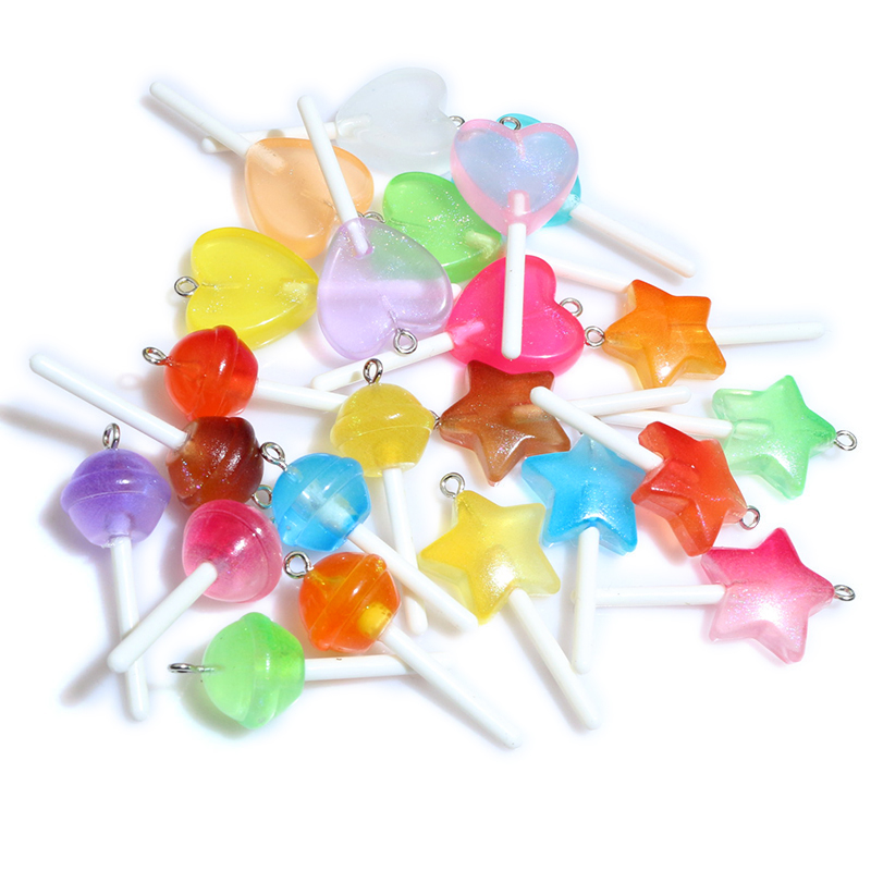 Resin Craft Projects - 10pcs Resin Pendants Shiny Round Star
