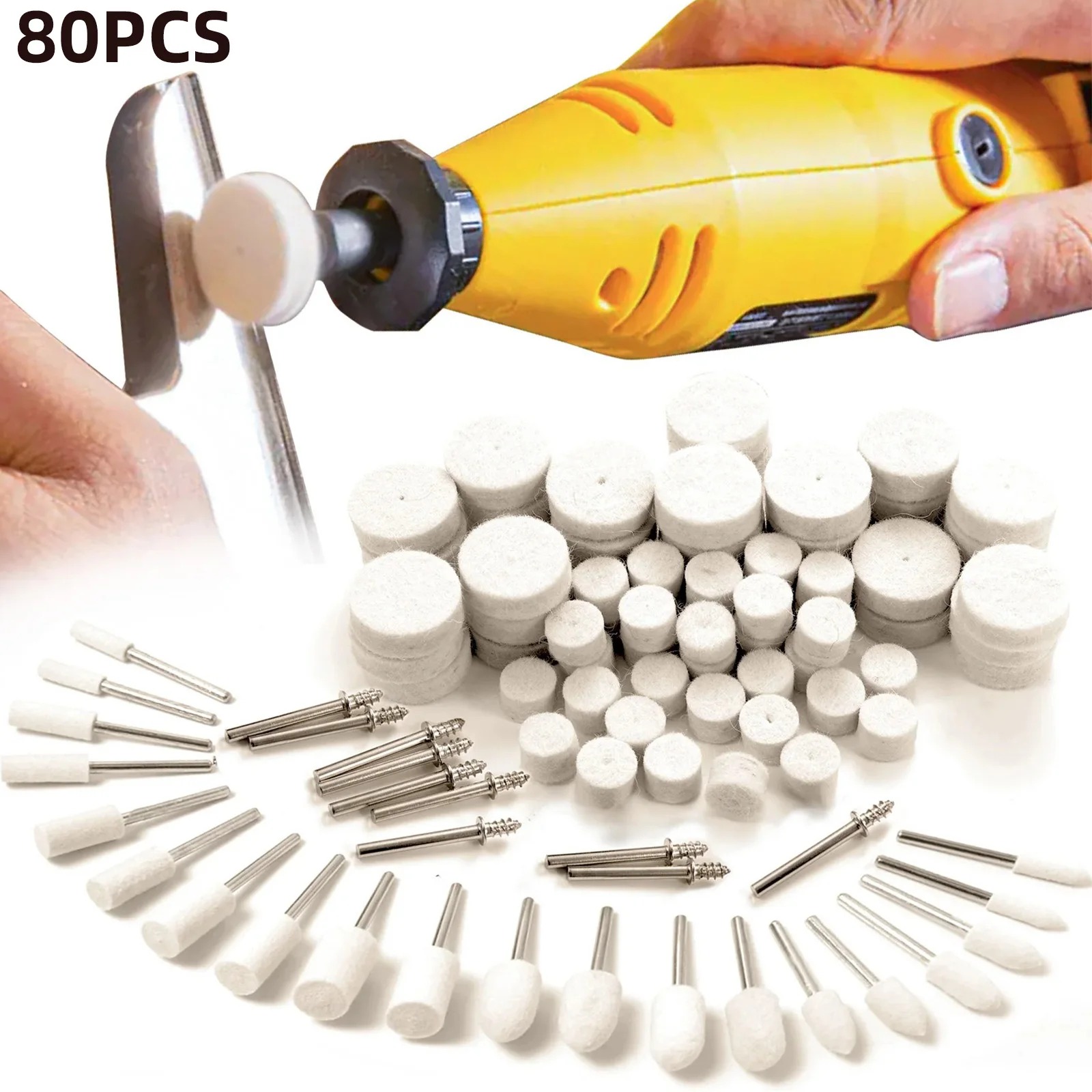 Resin Jewelry Kit - 80PCS Wool Felt Buffing Wheel Kit,