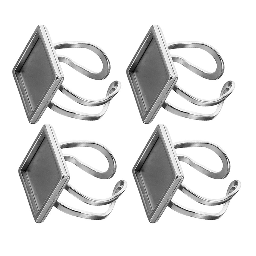 Resin Crafts Diy - 4Pcs Stainless Steel Ring Bases Square