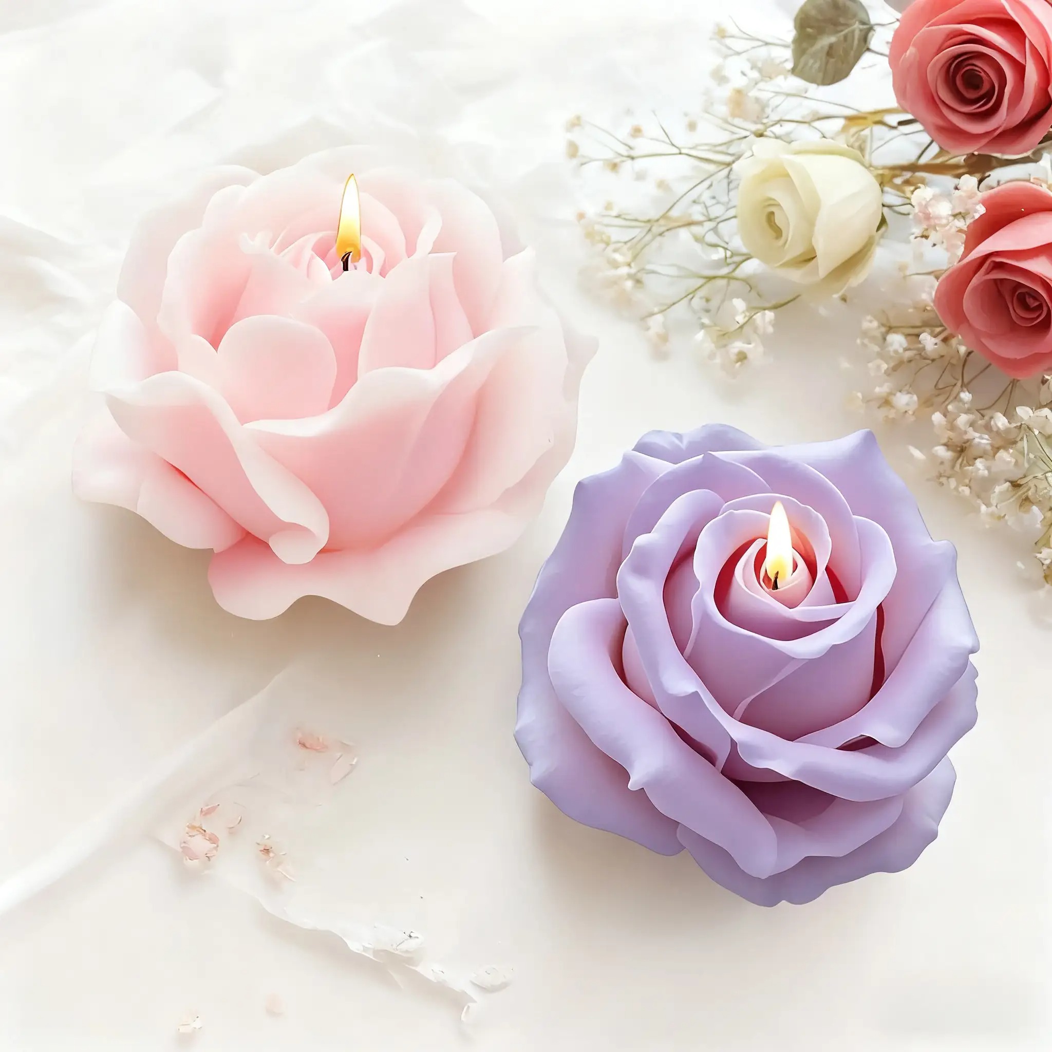 2-Piece Romantic 3D Rose Silic - Resin Craft Ideas ulasan dan harga