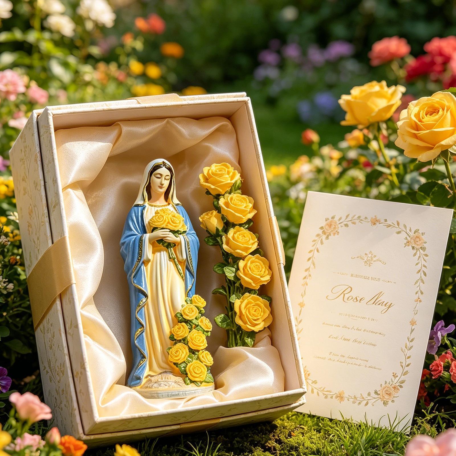 Virgin Mary Solar Statue Garde - Resin Crafts ulasan dan harga