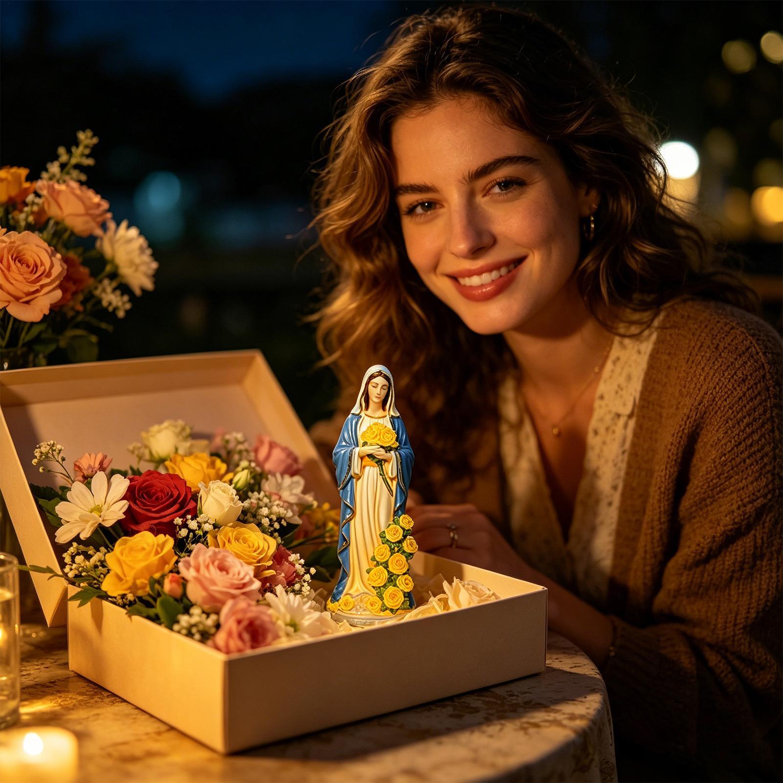 Virgin Mary Solar Statue Garde - Resin Crafts ulasan dan harga