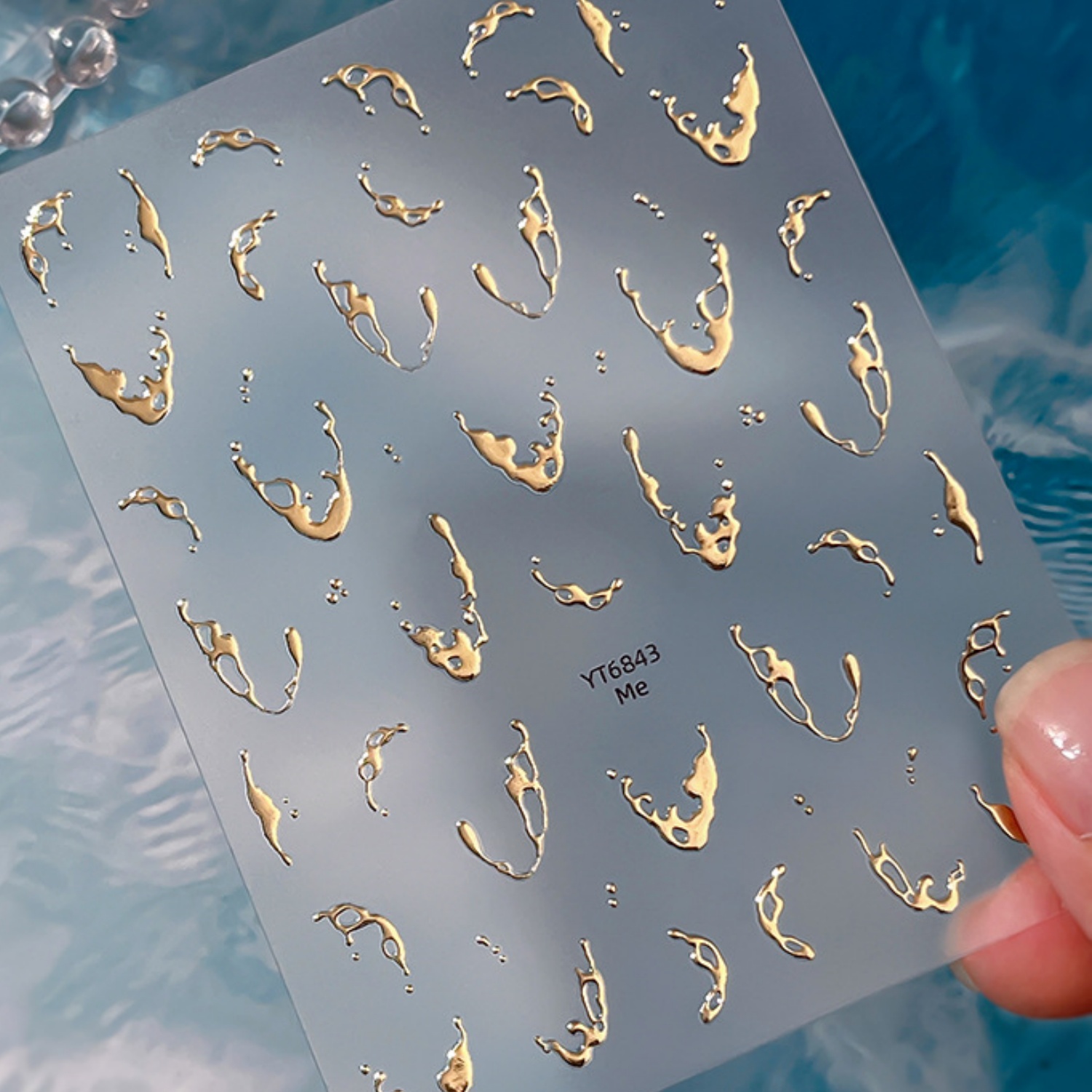 Gold Foil Water Splash 5D Nail - Gold Foil Flakes ulasan dan harga
