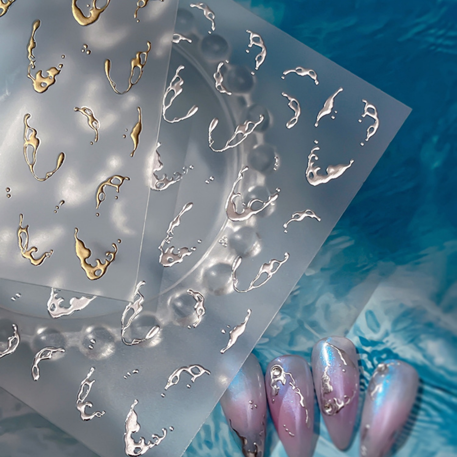 Gold Foil Water Splash 5D Nail - Gold Foil Flakes ulasan dan harga