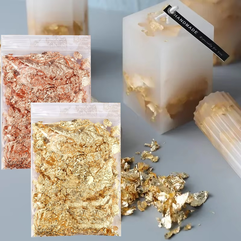 2g/bag Metallic Foil Flakes Go - Gold Foil Flakes ulasan dan harga